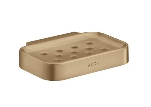 Seifenschale in der Farbe Brushed Bronze mit leicht erhöhtem Rand und Löchern zur Abtropfung, hergestellt von AXOR.